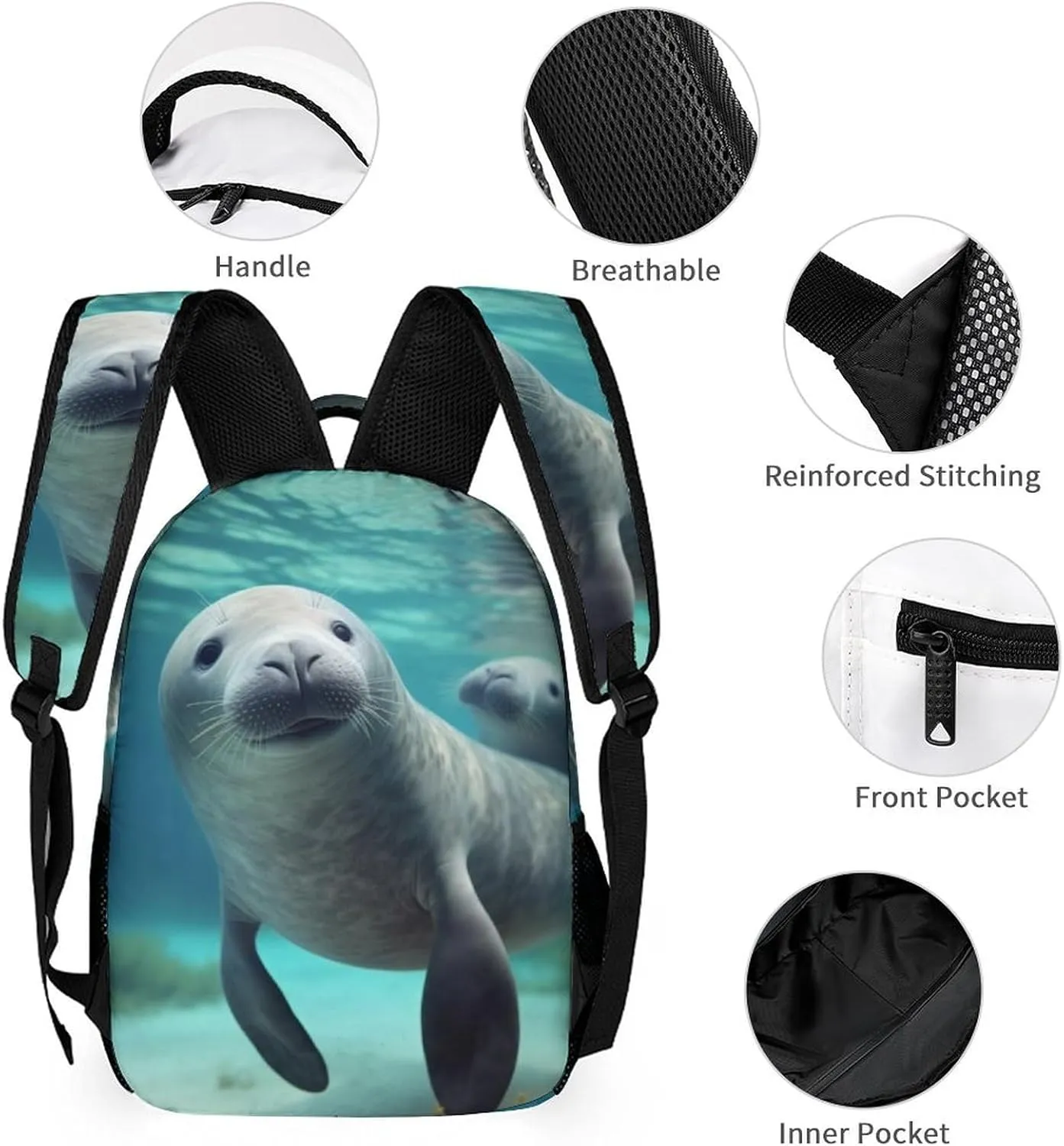 Backpack for Women Men Travel Cute Sea Animal Daypack Lightweight Laptop Bag Carry On Backpacks for Work