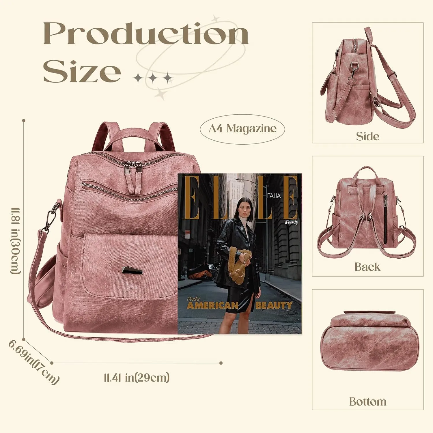 Backpack Purse for Women, Women Backpack Purse Small Leather Waterproof Anti-theft Shoulder Bags Handbags Ladies