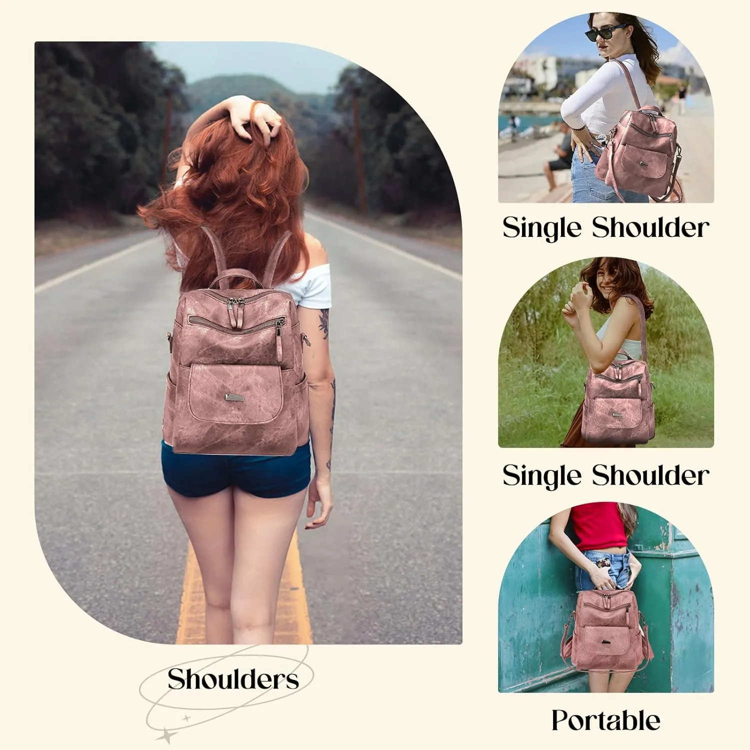 Backpack Purse for Women, Women Backpack Purse Small Leather Waterproof Anti-theft Shoulder Bags Handbags Ladies