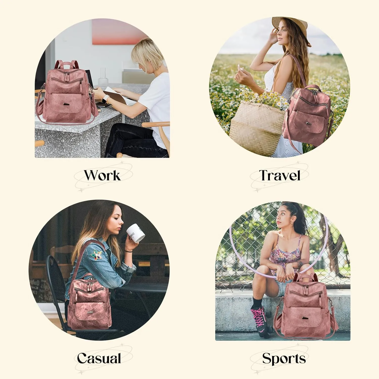 Backpack Purse for Women, Women Backpack Purse Small Leather Waterproof Anti-theft Shoulder Bags Handbags Ladies