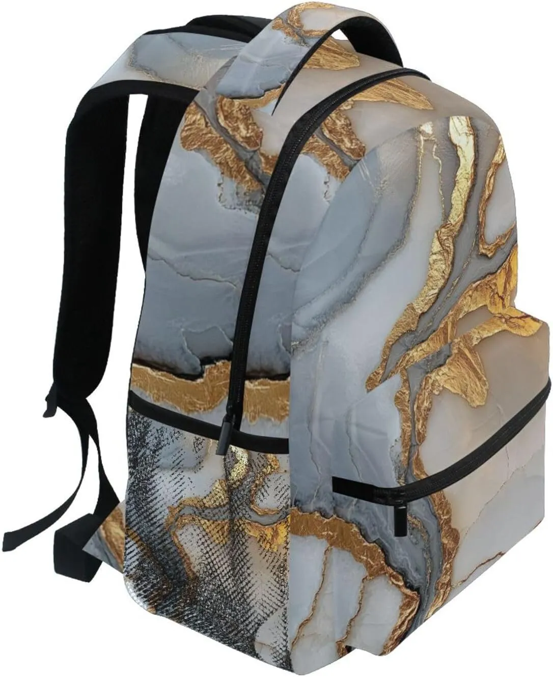 Backpacks for Unisex Adult Fashion Backpack with Chest Strap for Travel Trip Marble White Grey