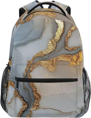 Backpacks for Unisex Adult Fashion Backpack with Chest Strap for Travel Trip Marble White Grey