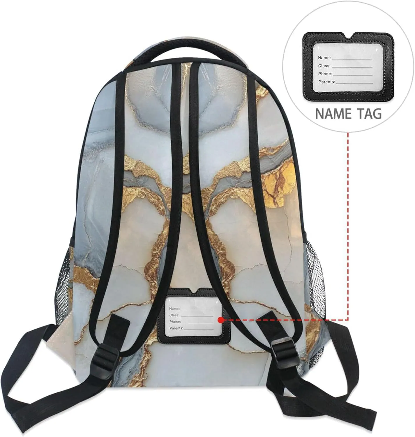 Backpacks for Unisex Adult Fashion Backpack with Chest Strap for Travel Trip Marble White Grey