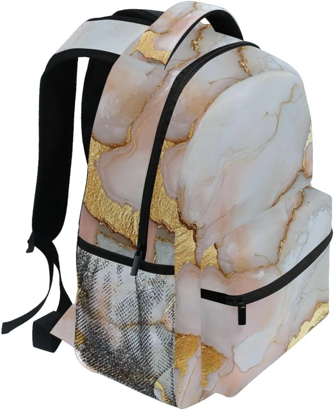 Backpacks for Women Men Fashion Travel Laptop Backpack with Chest Strap Gift Men & Women Marble White
