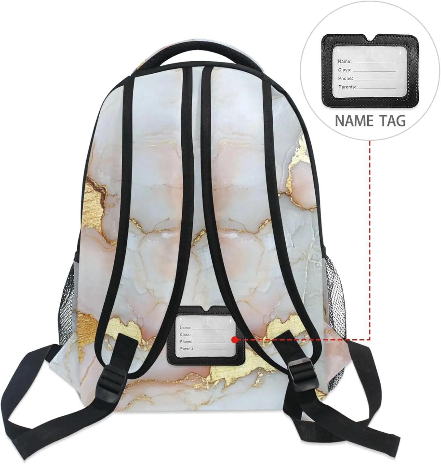 Backpacks for Women Men Fashion Travel Laptop Backpack with Chest Strap Gift Men & Women Marble White