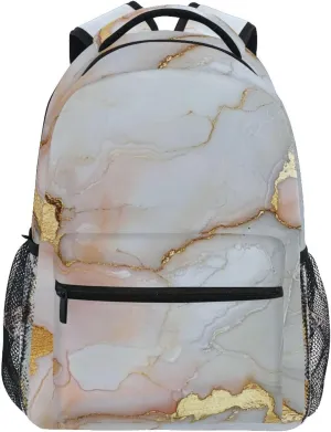 Backpacks for Women Men Fashion Travel Laptop Backpack with Chest Strap Gift Men & Women Marble White