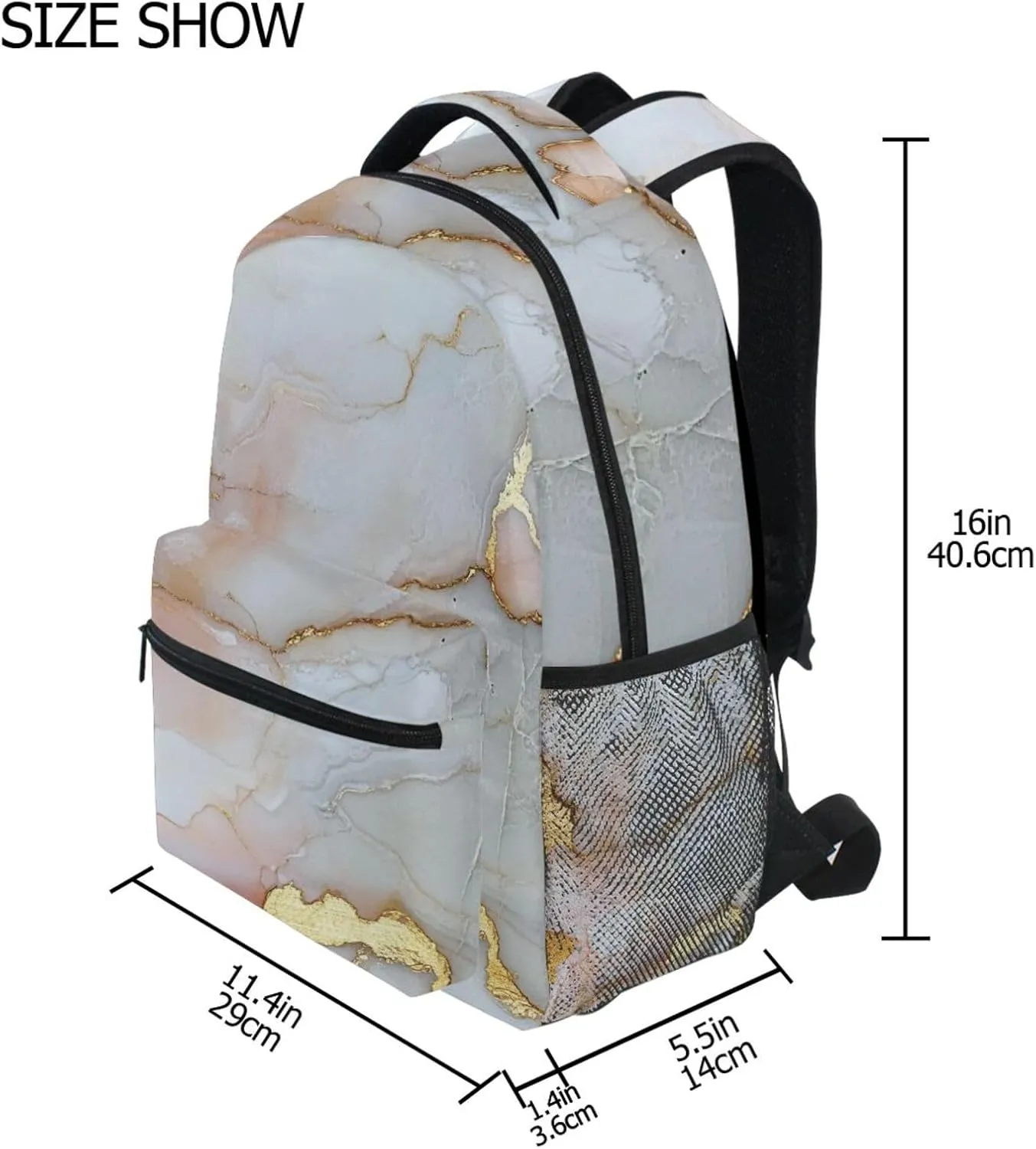 Backpacks for Women Men Fashion Travel Laptop Backpack with Chest Strap Gift Men & Women Marble White