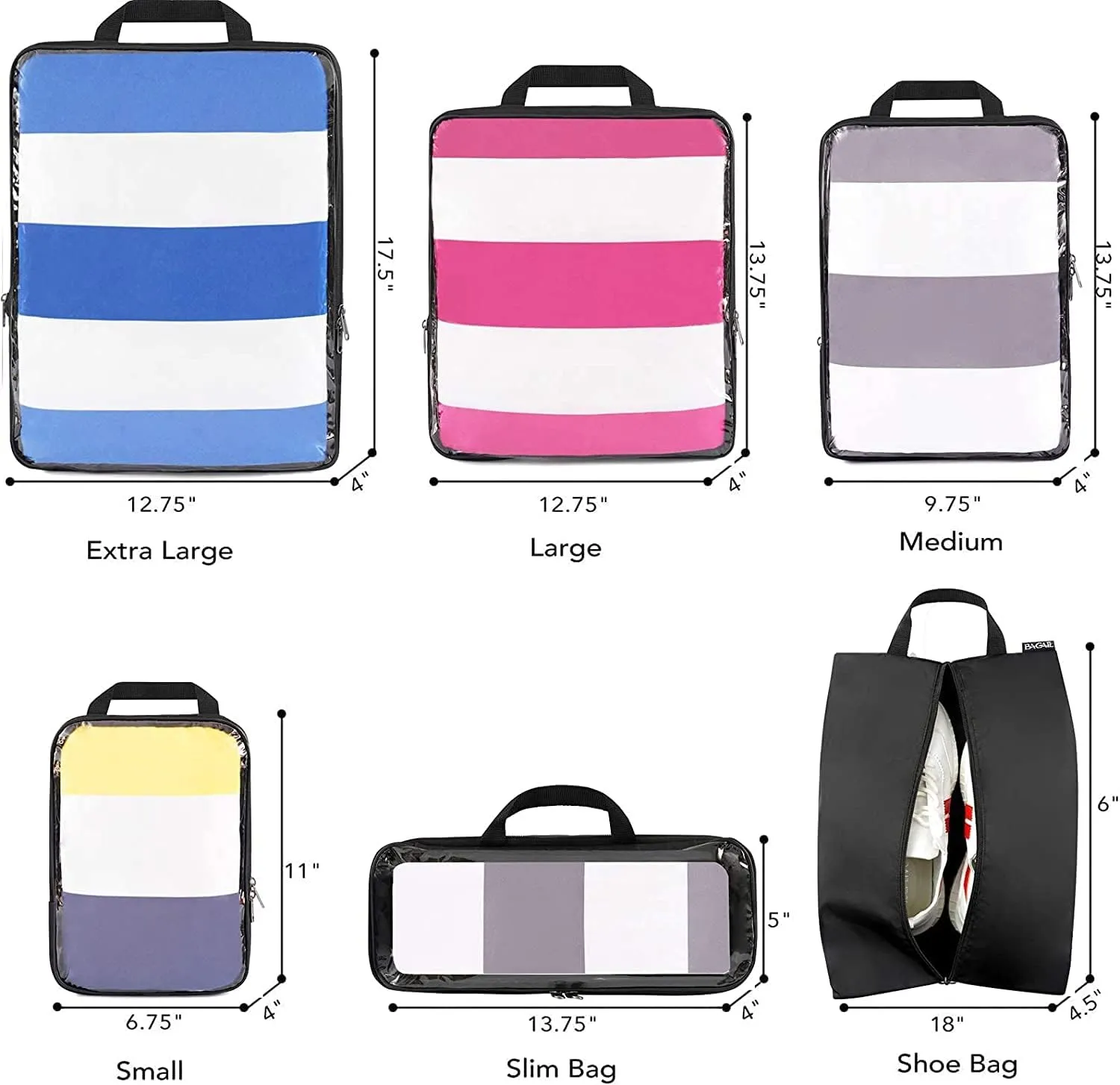 BAGAIL Transparent Compression Packing Cubes, Clear and Visible Travel Packing Organizer for backpack and suitcase