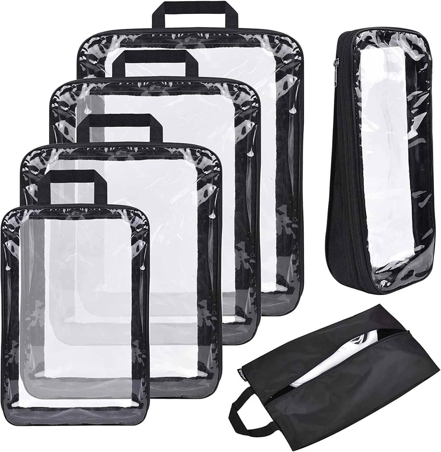 BAGAIL Transparent Compression Packing Cubes, Clear and Visible Travel Packing Organizer for backpack and suitcase