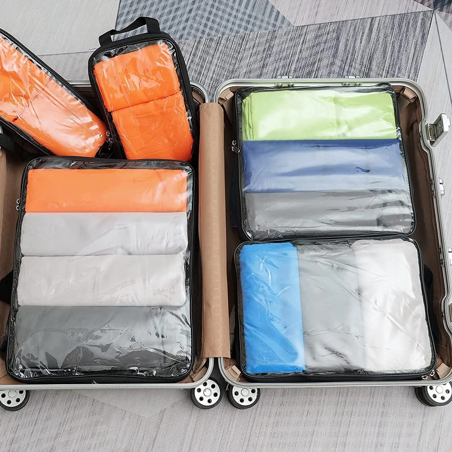 BAGAIL Transparent Compression Packing Cubes, Clear and Visible Travel Packing Organizer for backpack and suitcase