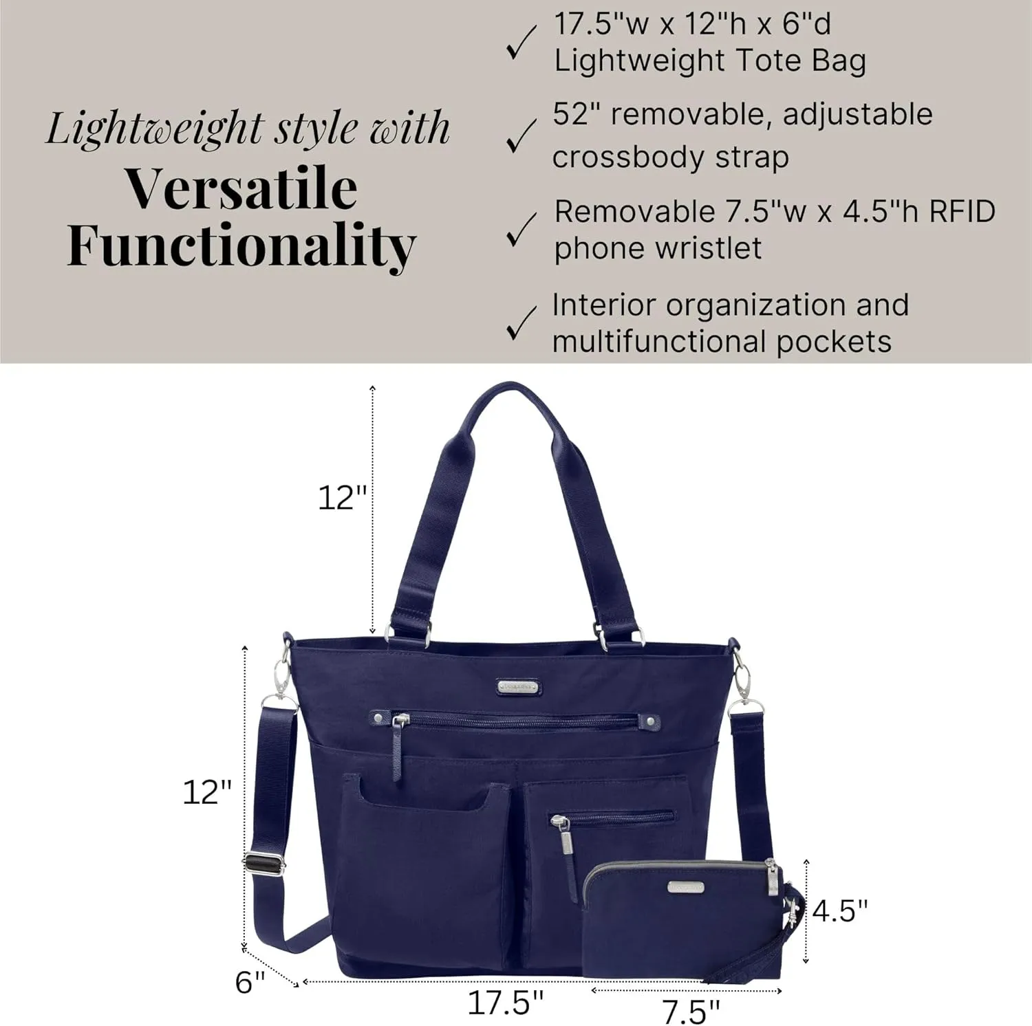 Baggallini Any Day Tote with RFID Phone Wristlet