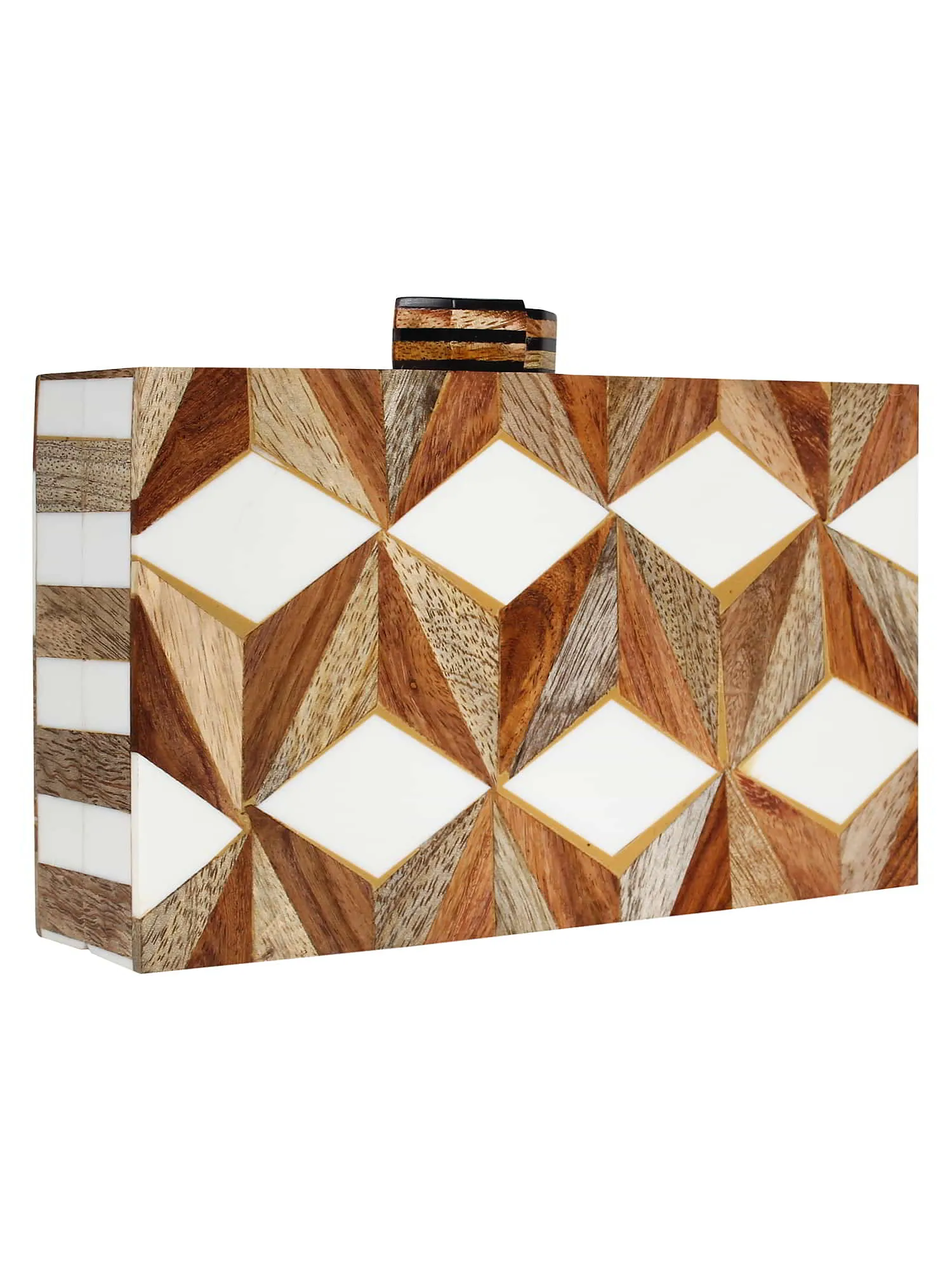 Balk Geometric Wooden Clutch