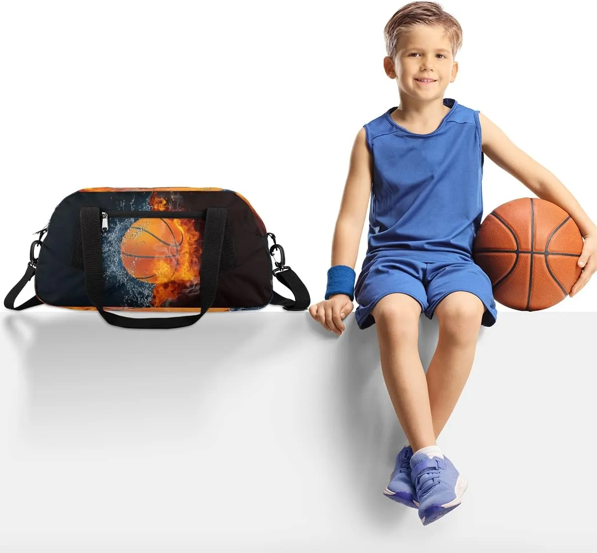 Ball Basketball Sport Kids Duffel Bag for Girls Boys Sport Gym Bag Small Overnight Weekender Tote Bag Teen Dance Bag for Traveling Gymnastic