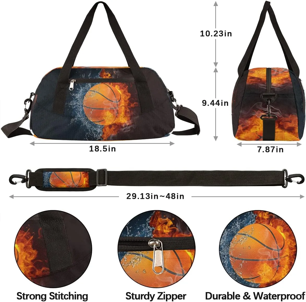 Ball Basketball Sport Kids Duffel Bag for Girls Boys Sport Gym Bag Small Overnight Weekender Tote Bag Teen Dance Bag for Traveling Gymnastic