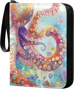 baseball card album binder 400 pockets with double sided removable sleeves collectors for 400 cards Art Sea Animal Colorful