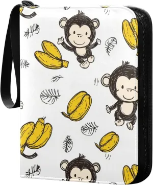baseball card binder with double sided removable sleeves for Boys&Girls Toys colletctor Simple Minimalist Cute Monkeys