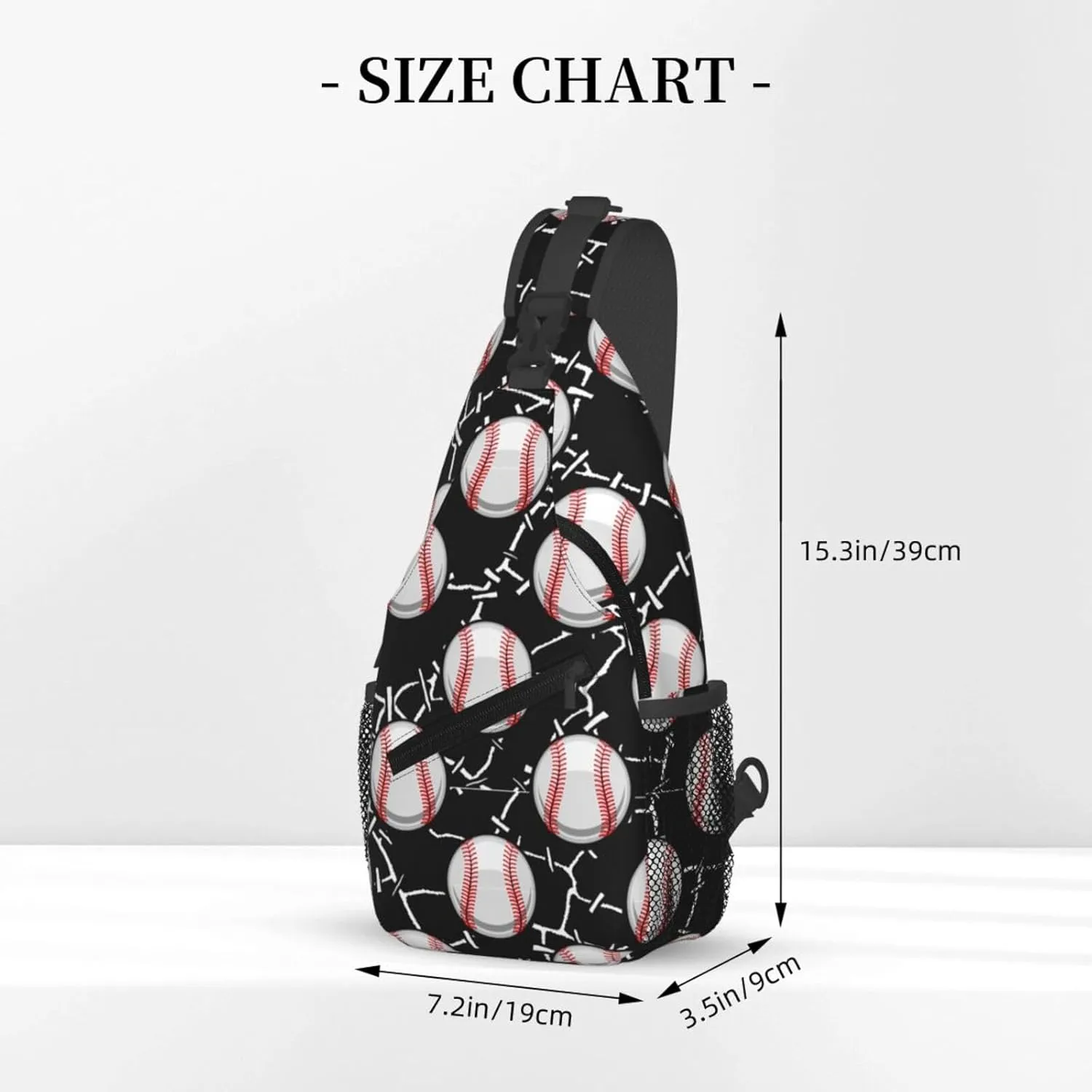 Baseball Print Sling Backpack Sports Crossbody Bag For Women Men Sling Bag Travel Hiking Chest Bag Unisex