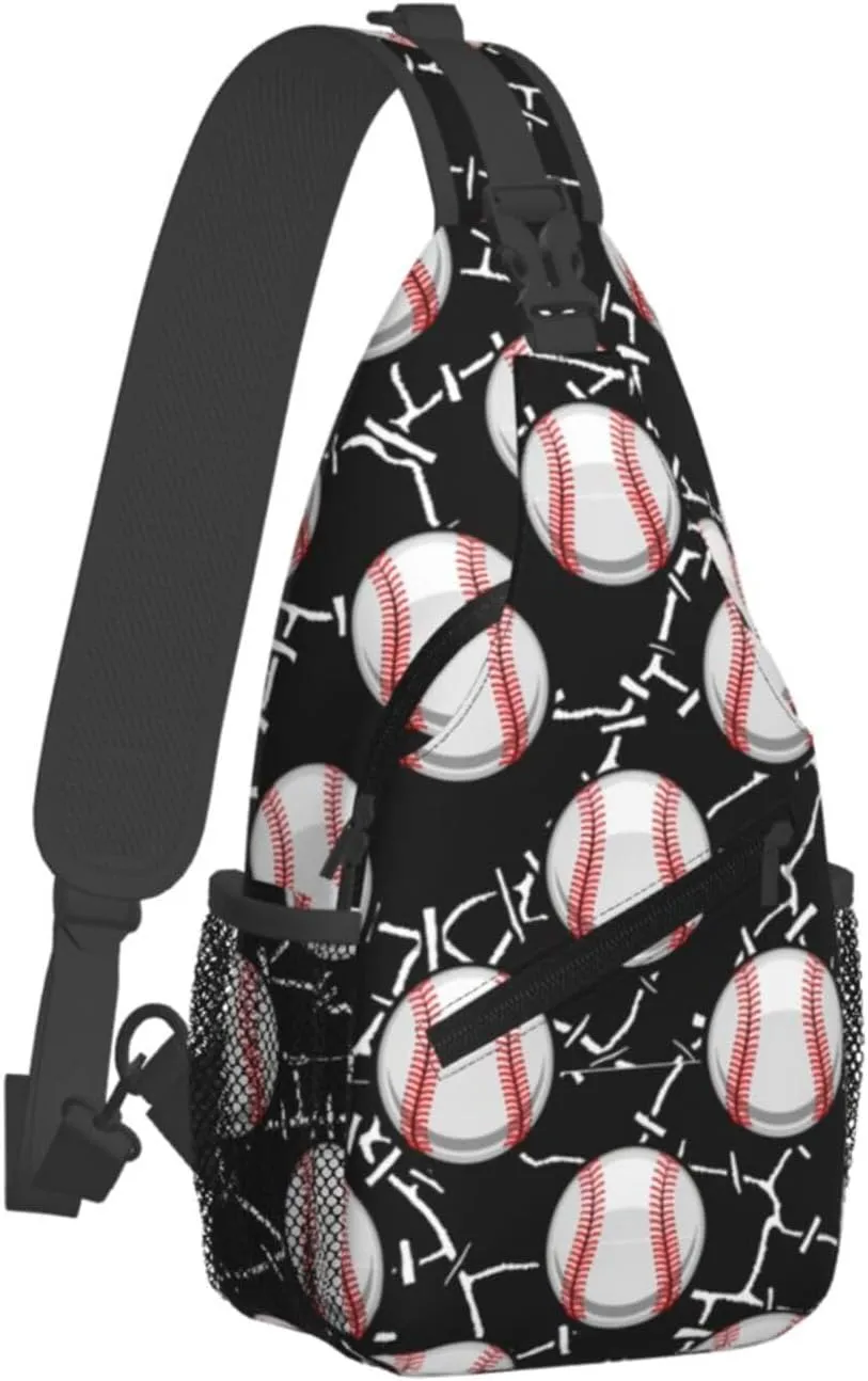 Baseball Print Sling Backpack Sports Crossbody Bag For Women Men Sling Bag Travel Hiking Chest Bag Unisex
