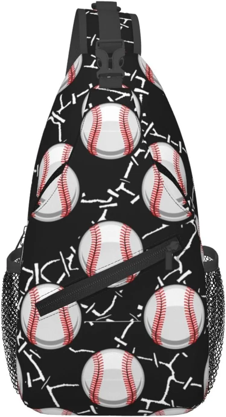 Baseball Print Sling Backpack Sports Crossbody Bag For Women Men Sling Bag Travel Hiking Chest Bag Unisex