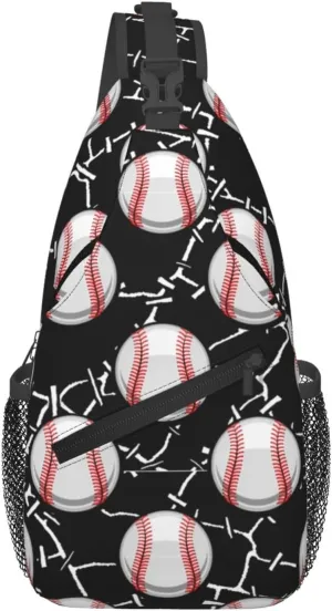 Baseball Print Sling Backpack Sports Crossbody Bag For Women Men Sling Bag Travel Hiking Chest Bag Unisex