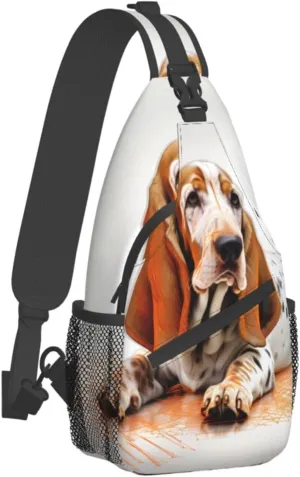Basset Hound Dog Outdoor Crossbody Shoulder Bag For Unisex Young Adult Hiking Sling Backpack