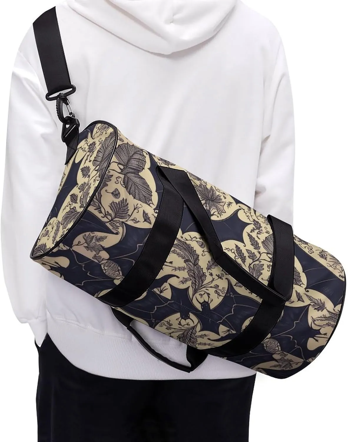 Bat Print Gym Bag Small Travel Duffle Bag with Compartment Carry On Weekender Bag for Women Men