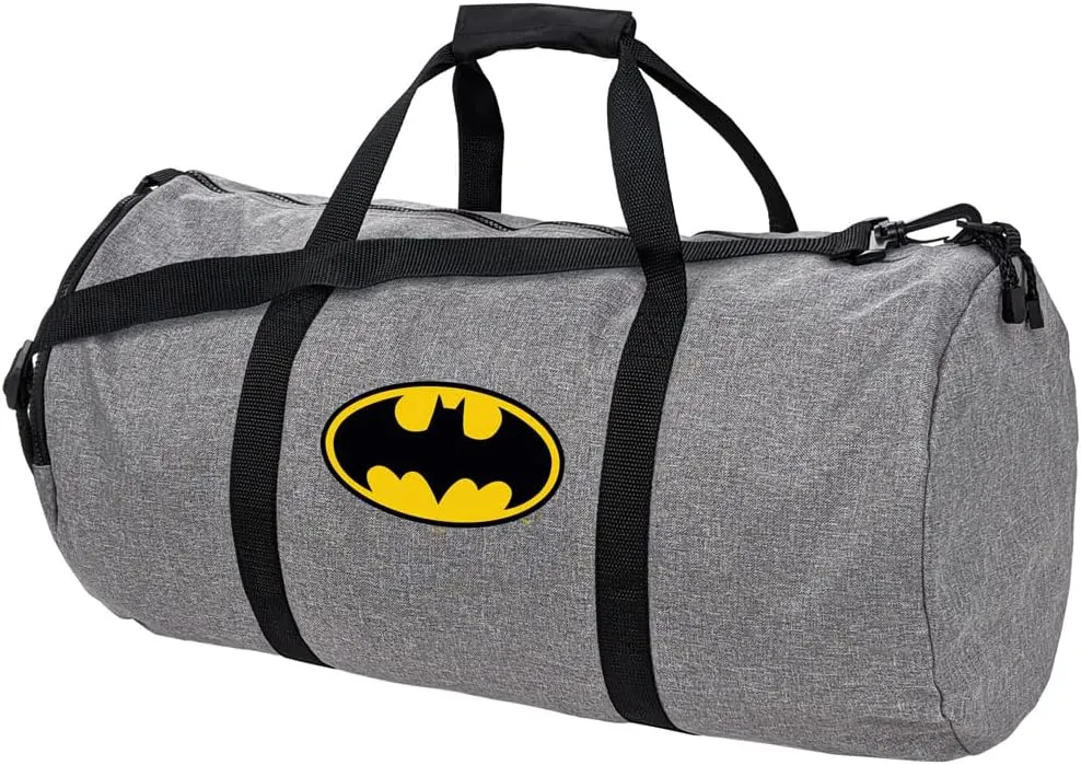 Batman Classic Bat Shield Logo Lightweight Duffel Bag for Sports and Gym Packable for Travel