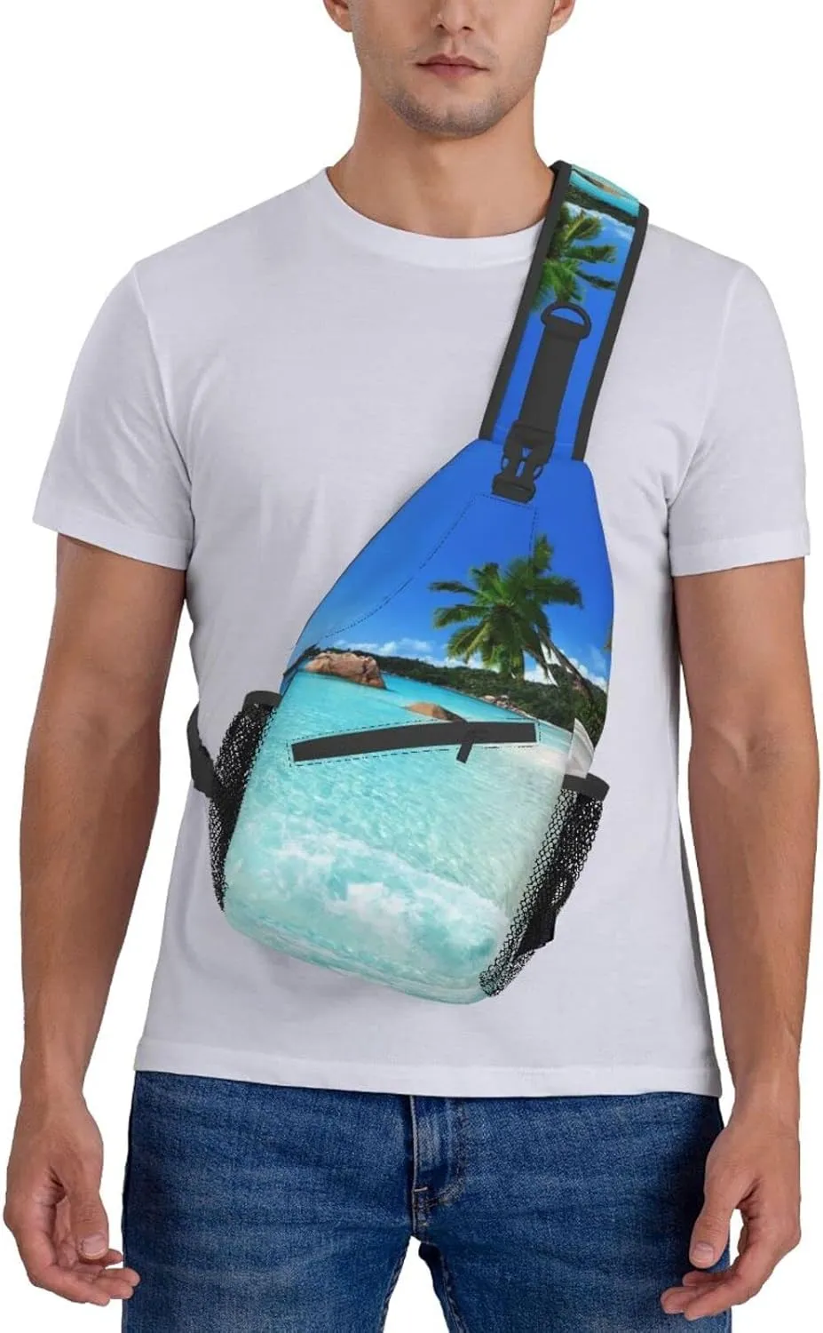 Beach Sling Bag Palm Crossbody Chest Daypack Casual Backpack Beach Shoulder Bag