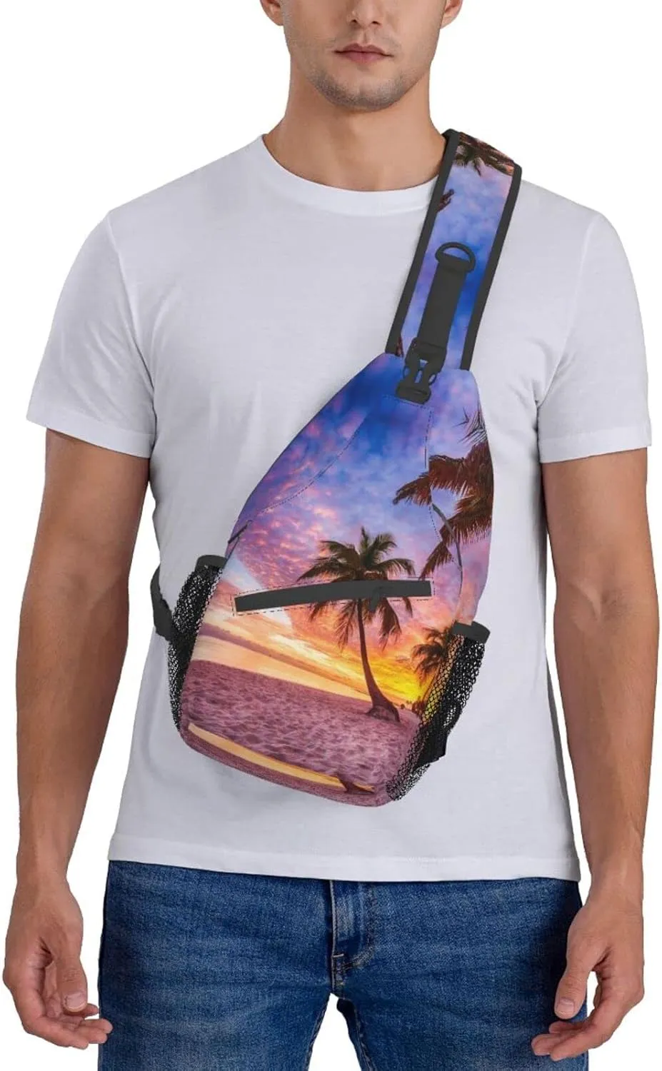 Beach Sling Bag Palm Crossbody Chest Daypack Casual Backpack Beach Shoulder Bag