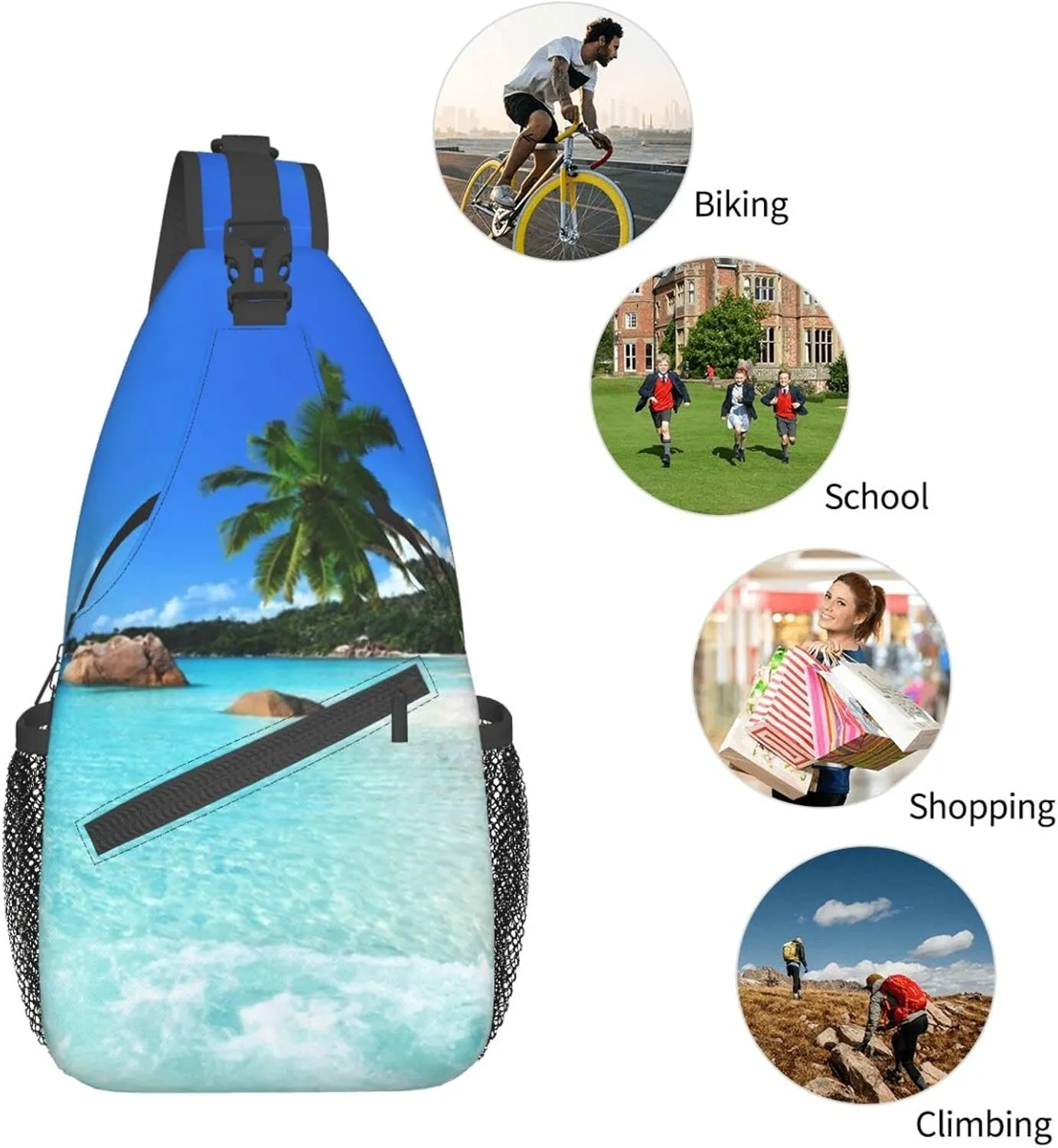 Beach Sling Bag Palm Crossbody Chest Daypack Casual Backpack Beach Shoulder Bag