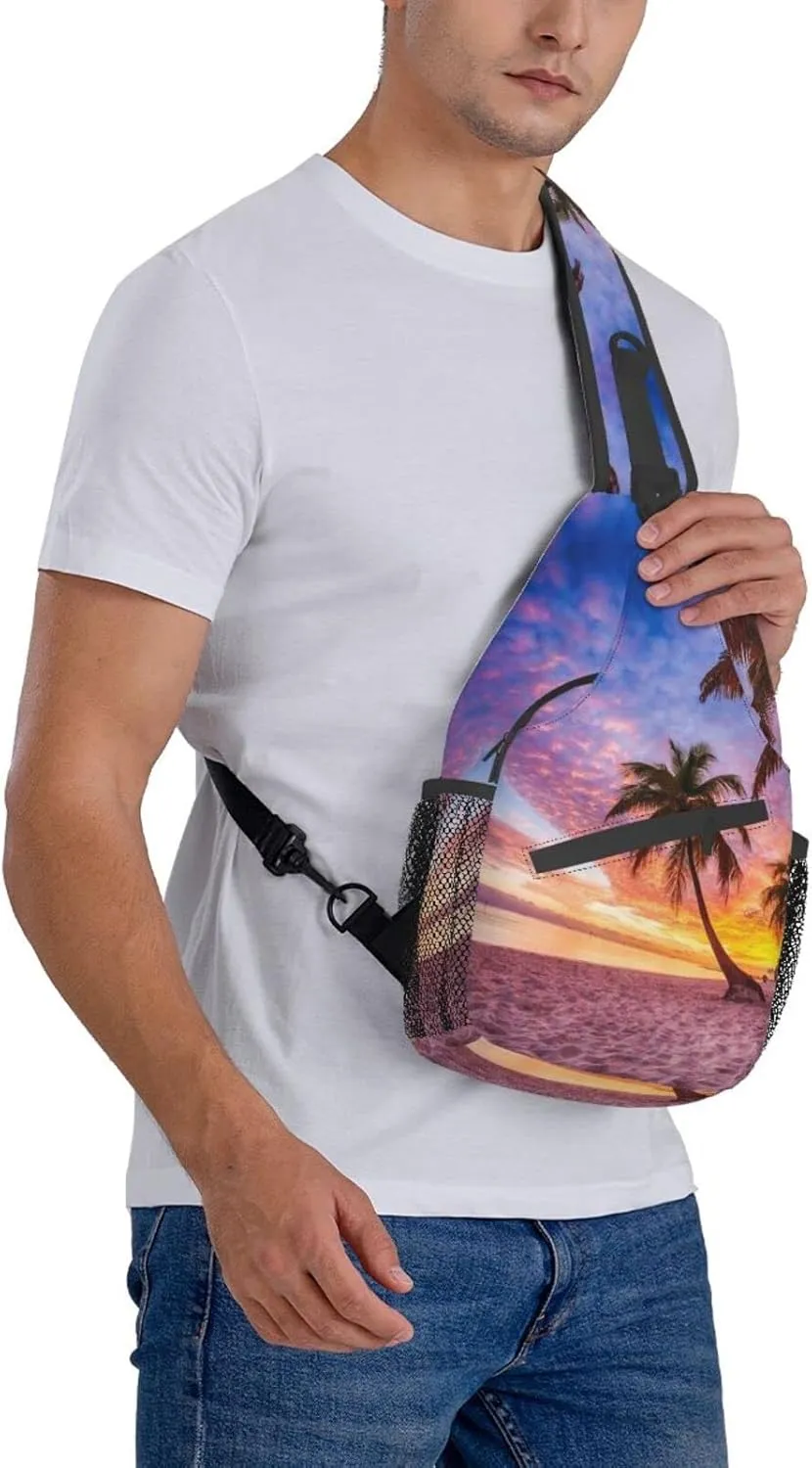 Beach Sling Bag Palm Crossbody Chest Daypack Casual Backpack Beach Shoulder Bag
