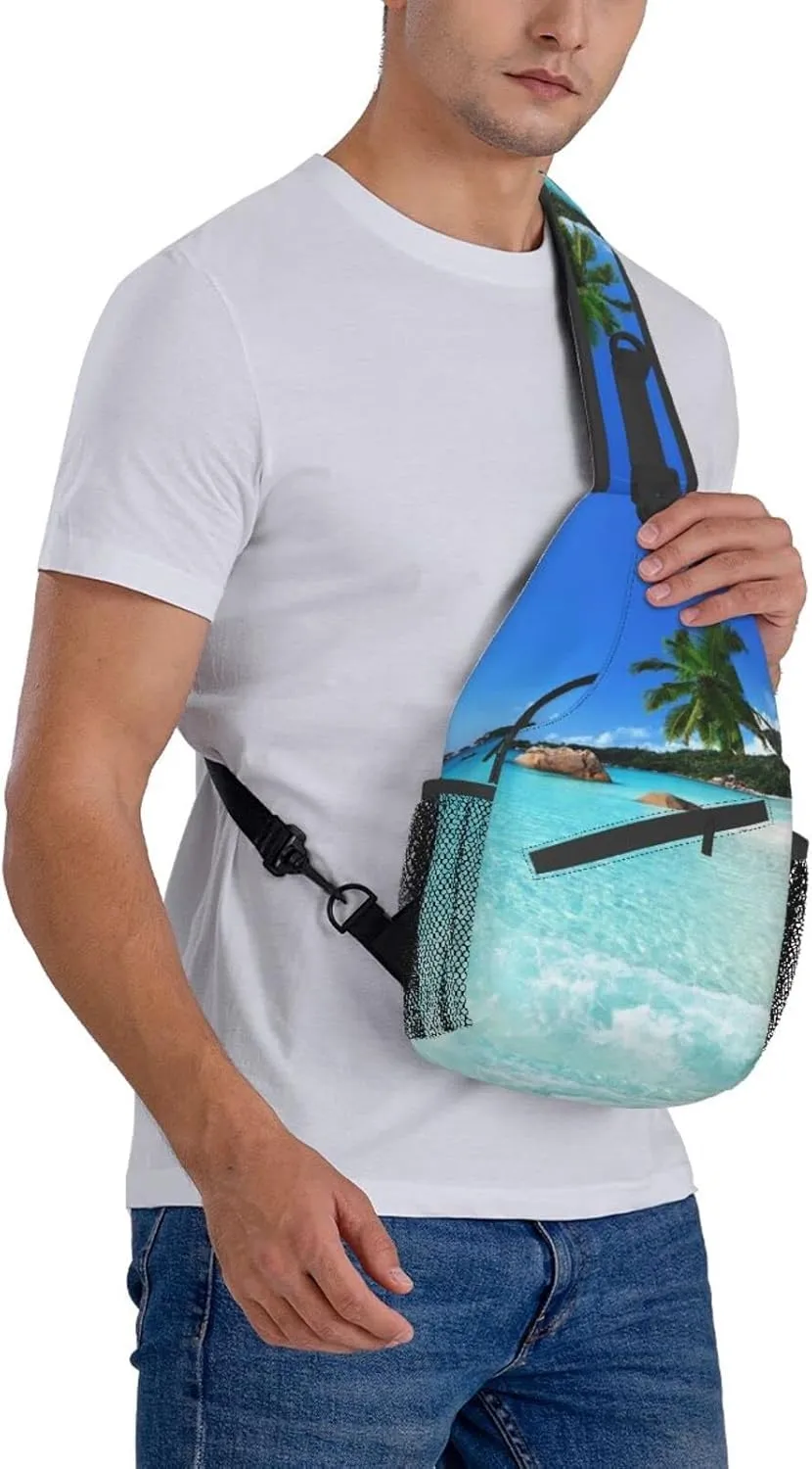 Beach Sling Bag Palm Crossbody Chest Daypack Casual Backpack Beach Shoulder Bag