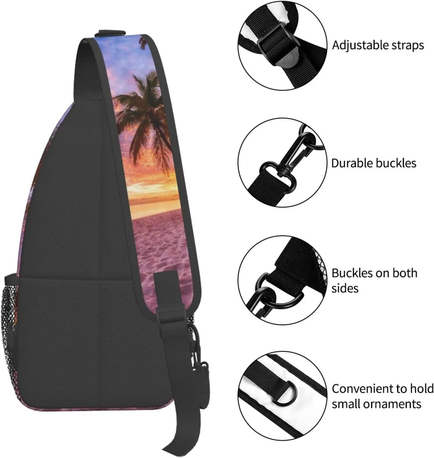 Beach Sling Bag Palm Crossbody Chest Daypack Casual Backpack Beach Shoulder Bag