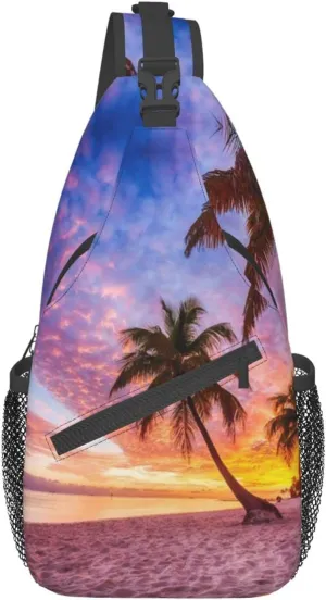 Beach Sling Bag Palm Crossbody Chest Daypack Casual Backpack Beach Shoulder Bag