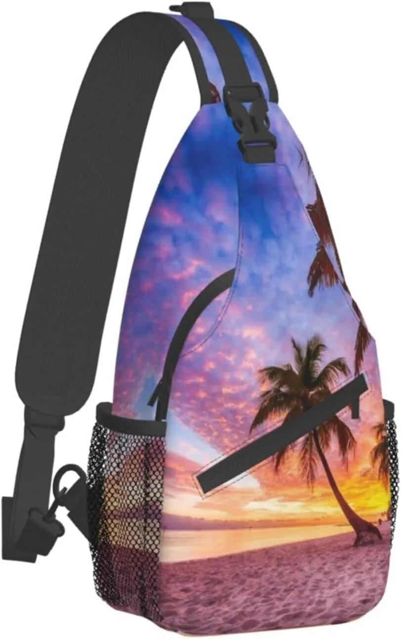 Beach Sling Bag Palm Crossbody Chest Daypack Casual Backpack Beach Shoulder Bag