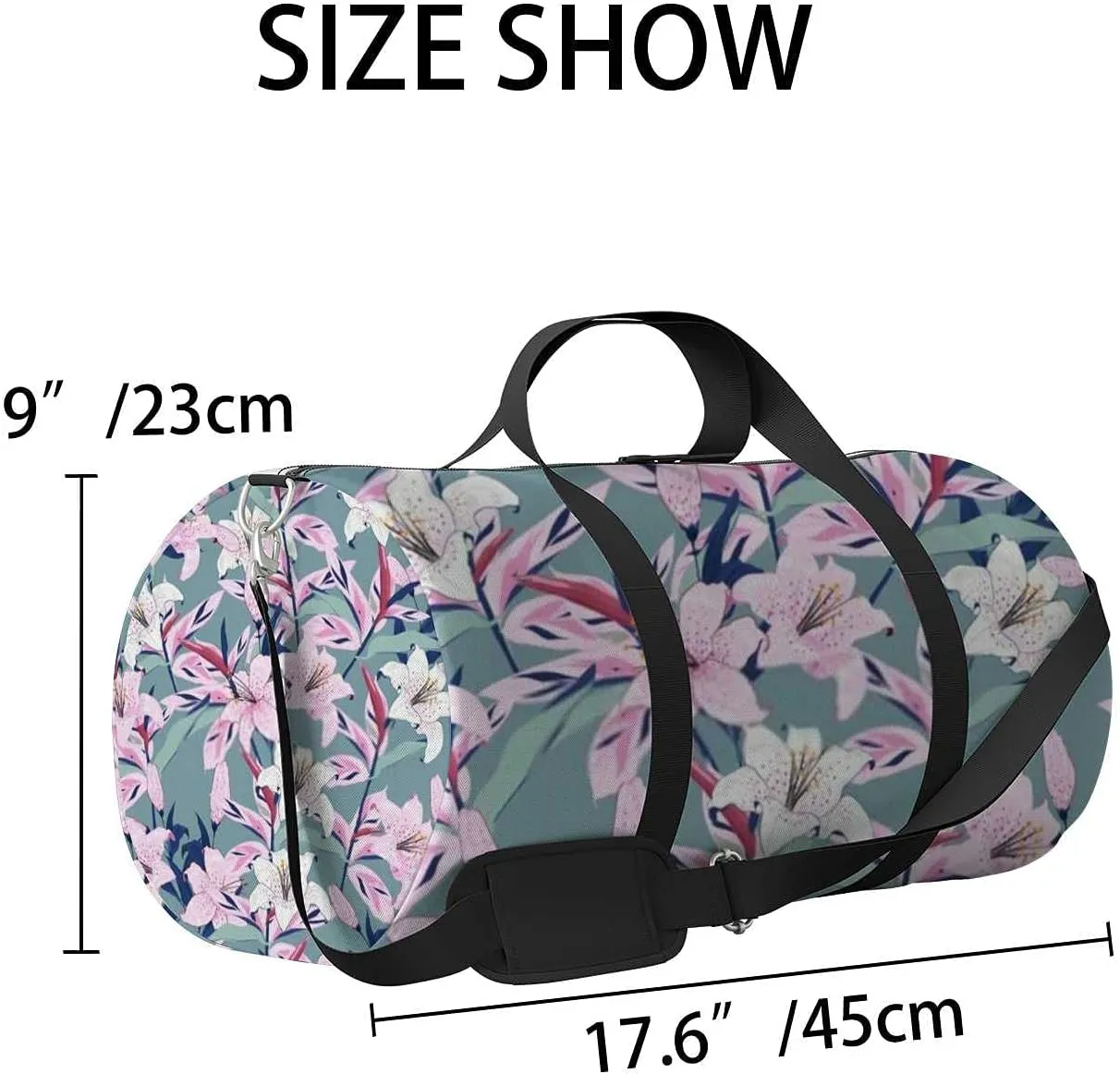 Beautiful Blooming Lily Flowers Sports Duffel Bag Travel Gym Tote Bags Lightweight Durable Shoulder Strap Waterproof Polyester Outside Mesh Pocket Overnight Trip Duffel Bag for Women Men