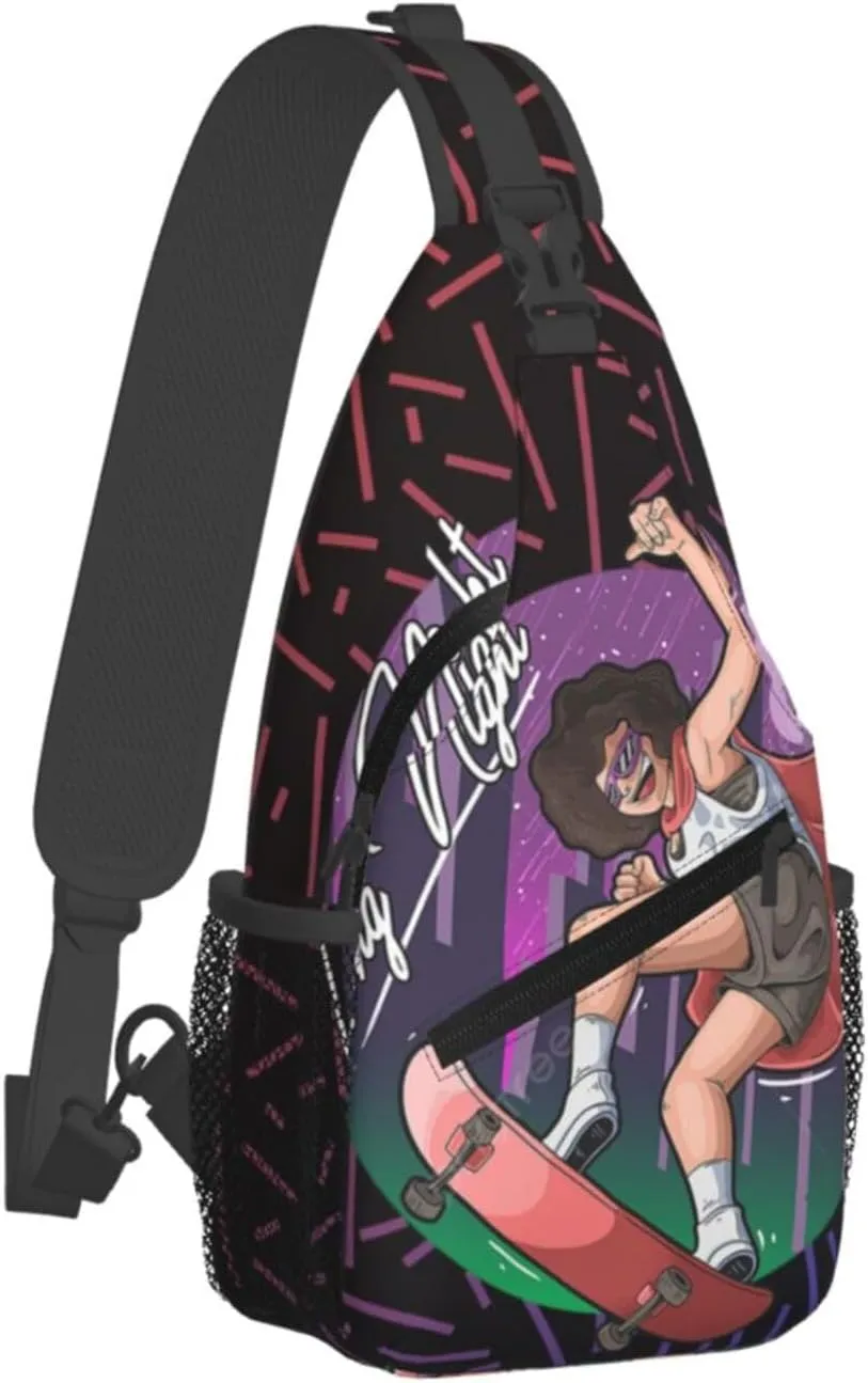 Beautiful Girl Play Skateboard In Midnight City Crossbody For Men Women Sling Chest Bag Shoulder Bag Lightweight One Strap Backpack Multipurpose Travel Hiking Daypack