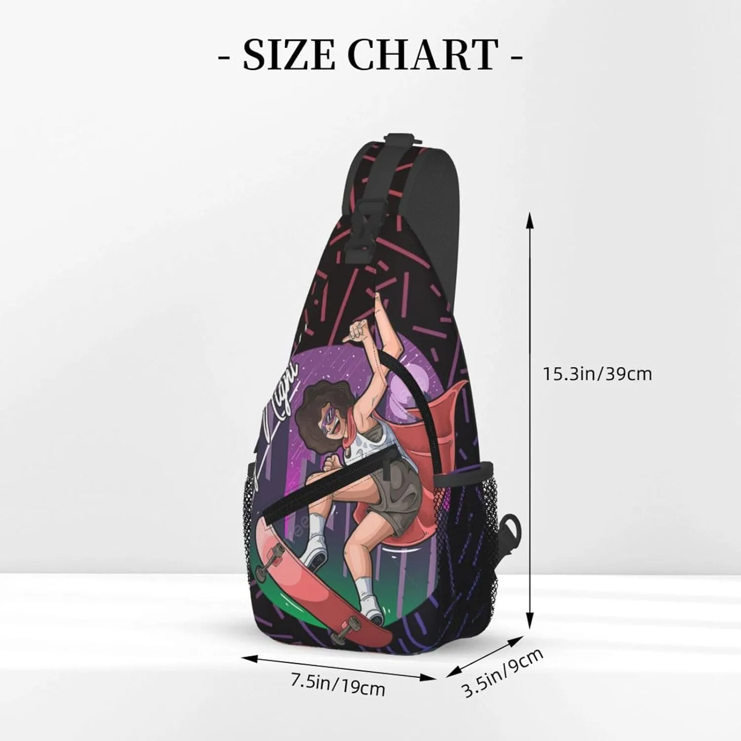 Beautiful Girl Play Skateboard In Midnight City Crossbody For Men Women Sling Chest Bag Shoulder Bag Lightweight One Strap Backpack Multipurpose Travel Hiking Daypack