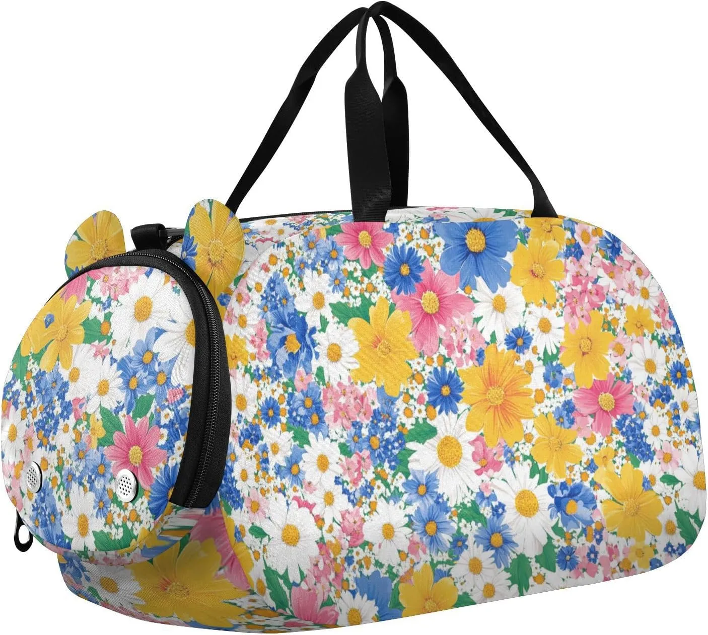 Beauty Spring Flower Duffel Bag with Shoes Compartment Lightweight Carry On Bag for Travel, Sports, Fitness & Workout