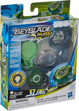 Beyblade Burst Slingshock Rip Fire Starter Pack Forneus F4: Light-Up Top with Right/Left-Spin Launcher, Age 8 