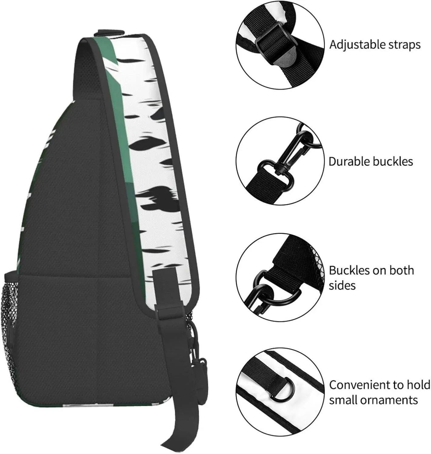 Birch Trees Print Sling Backpack, Sling Bag, Crossbody Chest Bag Daypack, for Hiking Travel