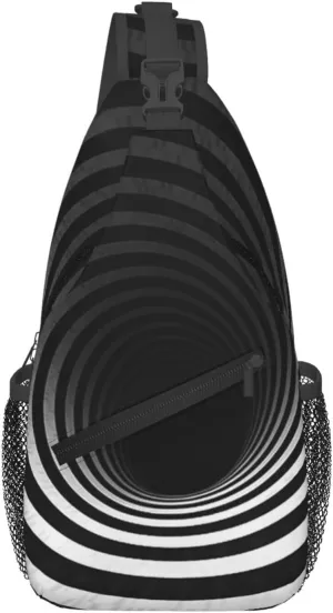 Black And White Spiral Tunnel Sling Bag Waterproof Lightweight Crossbody Shoulder Backpack Chest Bags Travel Hiking Casual Daypack For Women Men