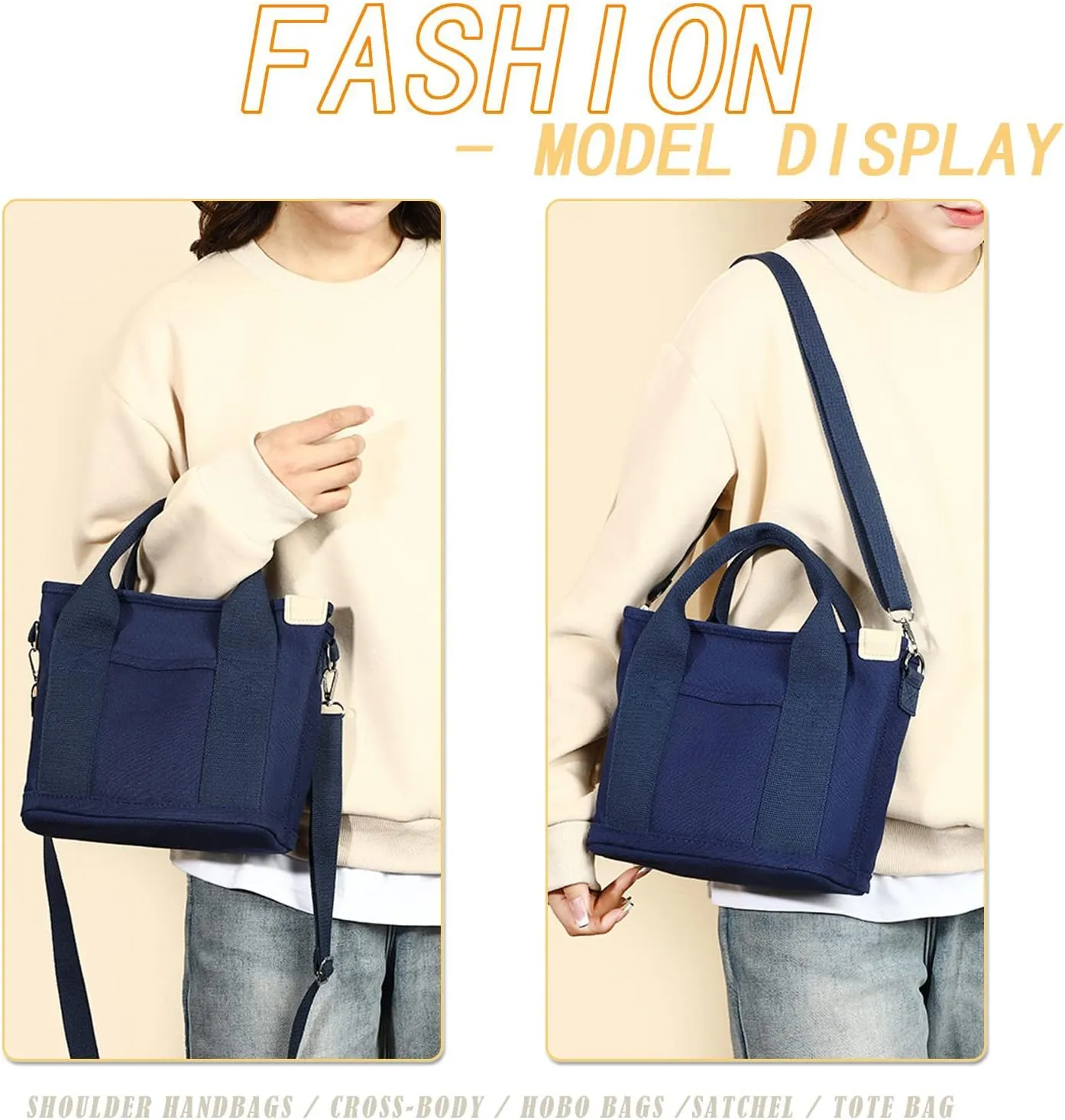 Blostirno Women's Small Canvas Tote Bag Stylish Satchel Mini Shoulder Crossbody Bags Fashion Hobo Messenger Purse Handbags