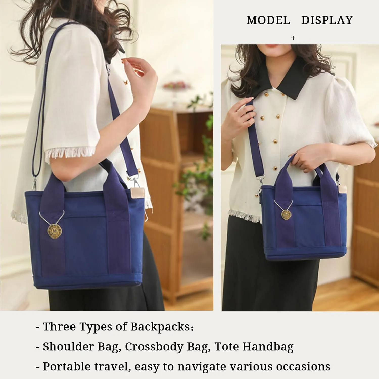 Blostirno Women's Small Canvas Tote Bag Stylish Satchel Mini Shoulder Crossbody Bags Fashion Hobo Messenger Purse Handbags