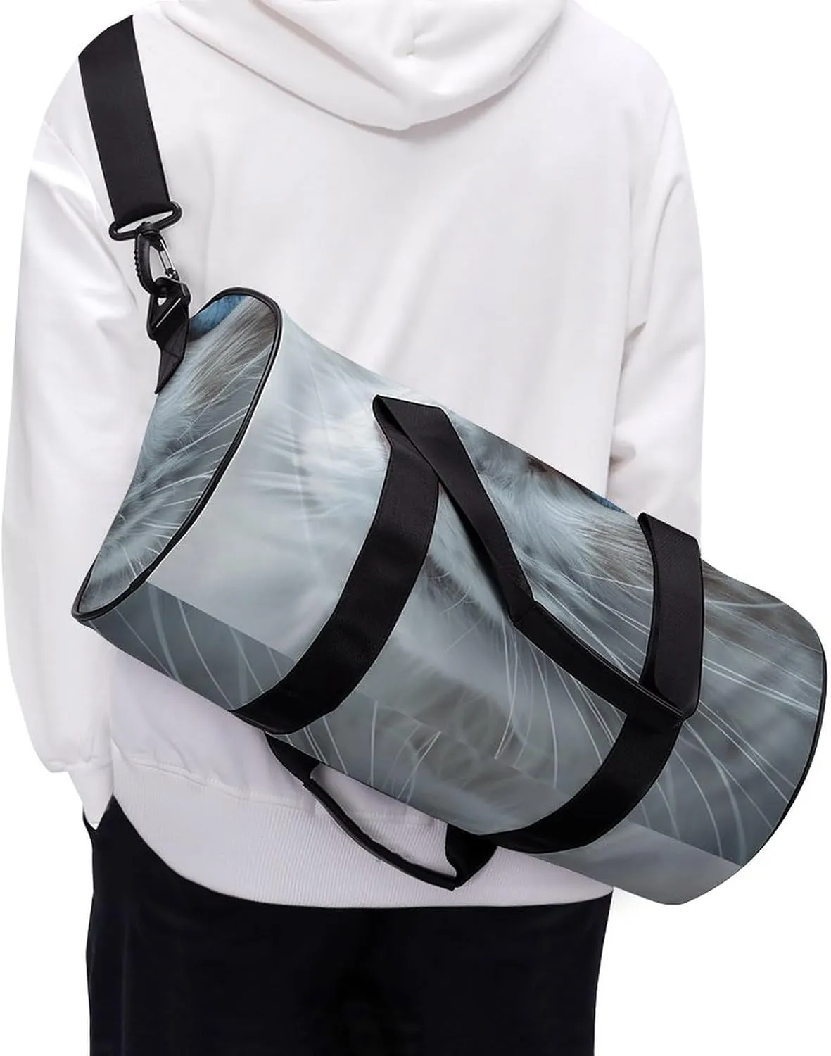 Blue Eyes Cat Gym Bag Small Travel Duffle Bag with Compartment Carry On Weekender Bag for Women Men