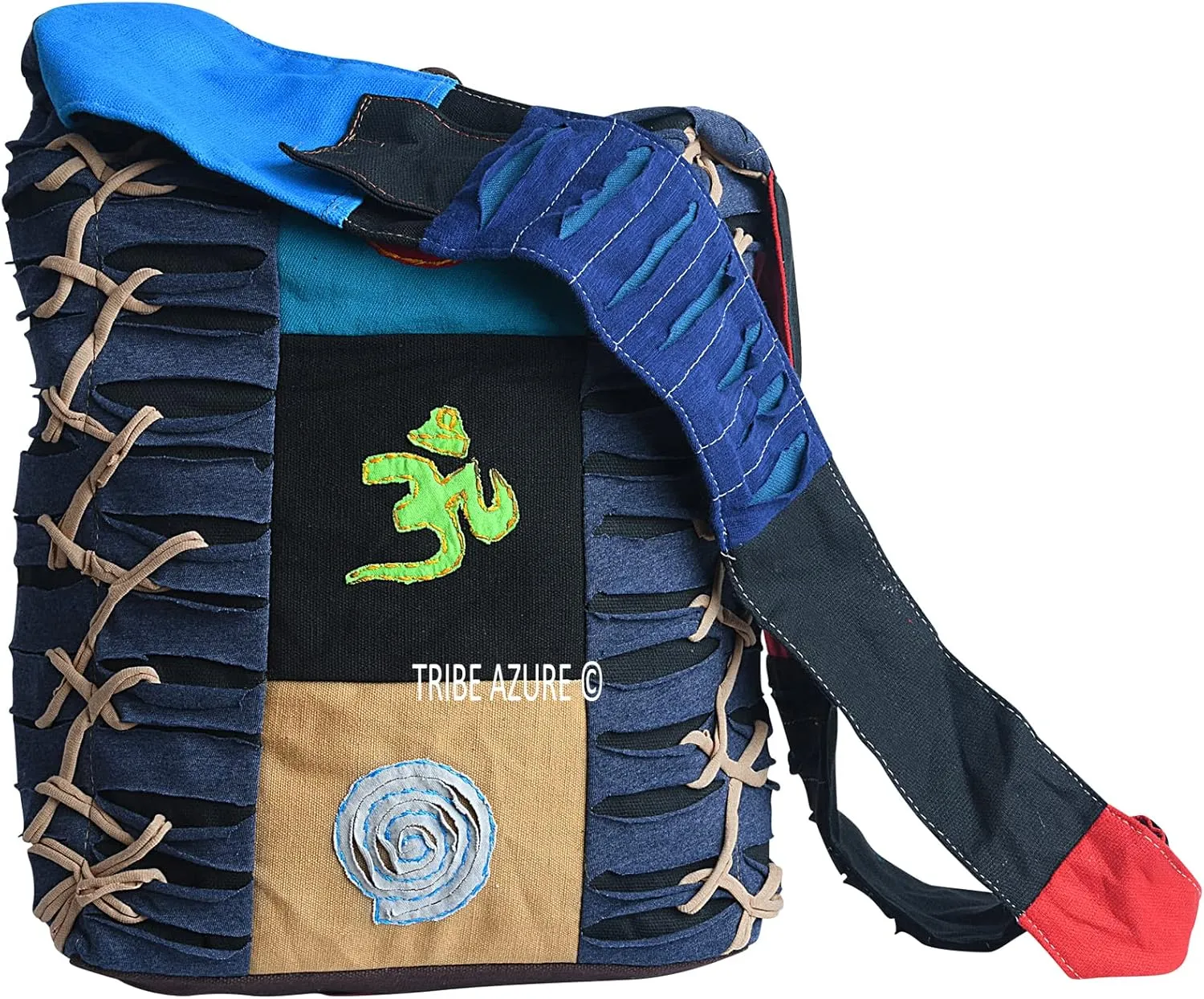 Blue Red Hobo Cotton Sling Cross Body Messenger Shoulder Bag Hippie Boho Bohemian Light Roomy Spacious