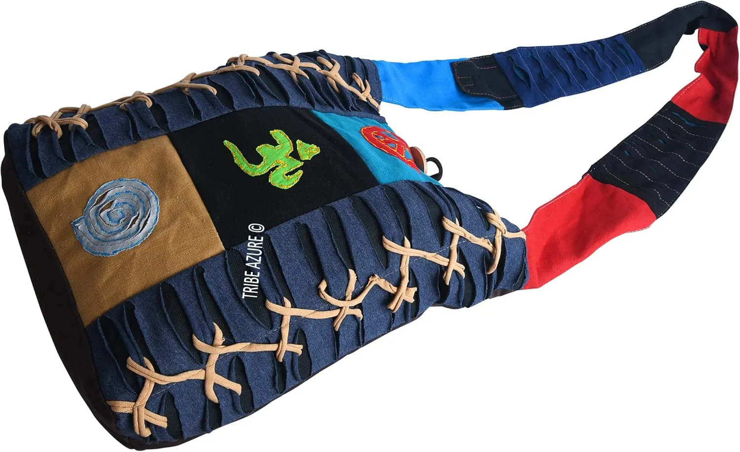 Blue Red Hobo Cotton Sling Cross Body Messenger Shoulder Bag Hippie Boho Bohemian Light Roomy Spacious
