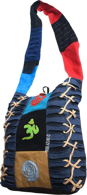 Blue Red Hobo Cotton Sling Cross Body Messenger Shoulder Bag Hippie Boho Bohemian Light Roomy Spacious
