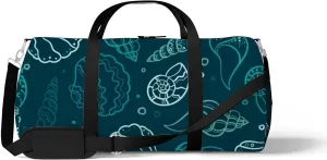 Blue Underwater Shells Snails Summer Sports Duffel Bag Travel Gym Tote Bags Lightweight Durable Shoulder Strap Waterproof Polyester Outside Mesh Pocket Overnight Trip Duffel Bag for Women Men