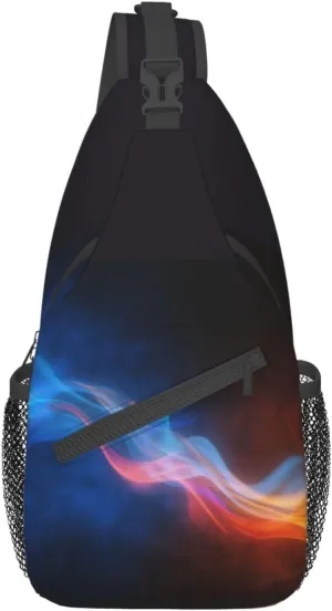 Blue Yellow Atmospheric Flame Collision Chest Sling Bag Crossbody Shoulder Backpack Bag Gym Cycling Travel Hiking Daypack Cross bag
